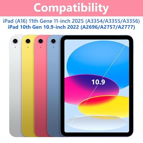 TQQ Touch for iPad (A16) 11th Generation Case with Keyboard (11", 2025) & 10th Gen (10.9", 2022) - 360° Rotatable, Thin & Light, Multi-Touch Trackpad for iPad (A16) 11th/10th Gen (Pink) thumbnail 7