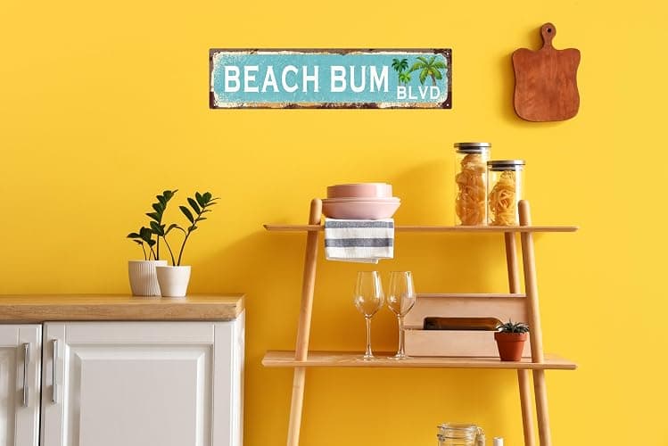 Vintage Tin Sign Retro Metal Beach Bum Blvd Signs Stylish Wall Art Plaques for Home Decor Bathroom Kitchen House and Gothic Wall Decor or as a Unique Poster 16x4 in thumbnail 2