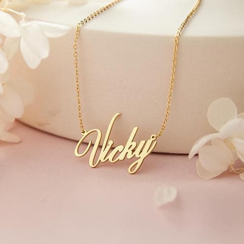 Name Necklace Personalized - Custom Name Necklace for Women in Sterling Silver or Gold-plated - Customized Nameplate Jewelry - Customizable Necklace with Name - Perfect Personalized Gift for Her thumbnail 2