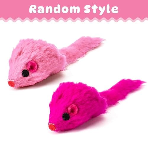 MALLMALL6 Cat Interactive Toys Set - 27Pcs Kitten Toys Stuff Pink Feather Teaser Wand Springs Mice Sisal Fish Crinkle Balls Bell Balls, Puzzle Gift Pack for Indoor Kitty Play Exercise thumbnail 7