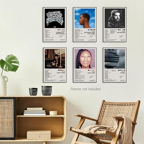 Lidy Set of 6 Drake Poster Music Album Cover Posters Set Merch Wall Art Decor Canvas Poster Gifts 8x12 inch (20x30cm, Unframed) thumbnail 5