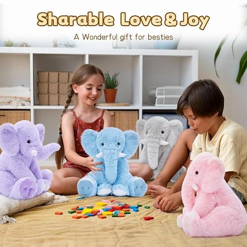 Toys Studio 19.6 Inch Stuffed Elephant Giant Plush Grey Elephant Stuffed Animal for Kids Gift for Girls Birthday Christmas Valentine's Day Themed Party Decorations thumbnail 4