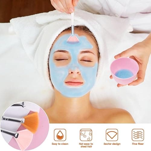 39 Pcs Esthetician Facial Supplies Set: 4 Silicone Facial Bowls, 4 Facial Headbands, 15 compressed sponges, 10 facial spatula, 6 Facial Cosmetic Fan Brushes for Mud Cream, Makeup Peel, Face Cleansing thumbnail 3
