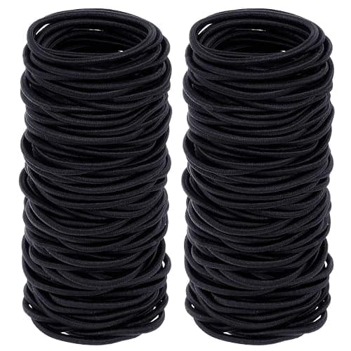 150 Pieces Black Hair Ties for Thick Curly Hair Bulk Hair Ties Ponytail Holders Hair Elastics Bands for Women or Men (4mm) - Image 1