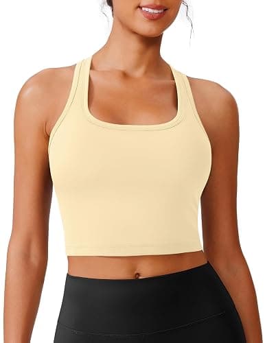 PINSPARK Sports Bra Longline Racerback Tank Tops for Women Padded Workout Yoga Top thumbnail 2