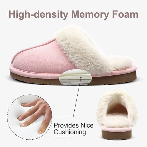 Litfun Women's Fuzzy Memory Foam Slippers Fluffy Winter House Shoes Indoor and Outdoor - 9-10 - Pink thumbnail 4