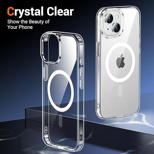 Temdan for iPhone 15 Case & iPhone 14 & iPhone 13 Case Clear with Screen Protector, Compatible with Magsafe, Anti-Yellowing, Military-Grade Protection, Shockproof Slim Magnetic Phone Case Cover thumbnail 6