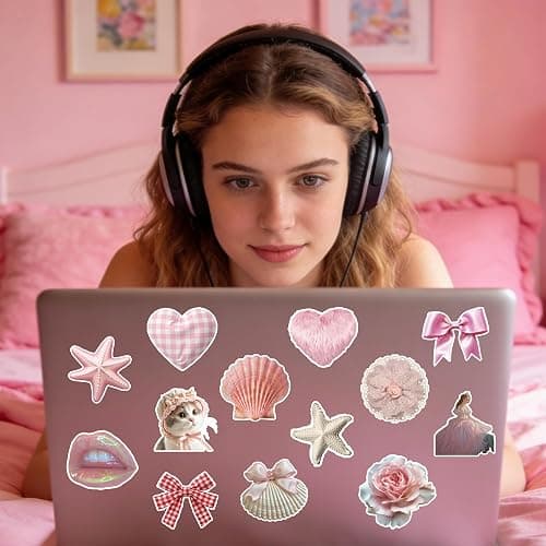 115PCS Pink Aesthetic Stickers - Vintage Coquette Style, Waterproof Vinyl Decals Cute Bow Tie Stickers Disco Ball, Decorative Stickers for Water Bottles, Laptop, Scrapbook (115pcs Coquette Stickers) thumbnail 5
