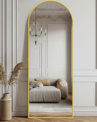 Antok Full Length Mirror, 58"x19" Arched Floor Mirror, Mirror Full Length with Stand, Wall Mounted Mirrors for Living Room Bedroom,Gold thumbnail 6