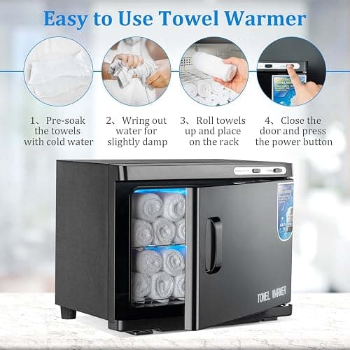 Hot Towel Warmer Cabinet with LED Light - JXSDLIY 23L Large Capacity Towel Cabinet for Bathroom 2-in-1 Professional Hot Towel Warmers for Facials SPA Massage Salon Heats Up Quick Towel Heater (black) thumbnail 7