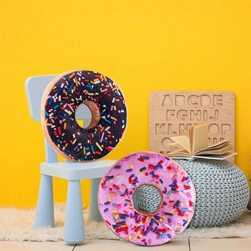 HYSEAS Round Throw Pillow 14 Inch Chocolate Donut, 3D Digital Print Decorative Comfortable Soft Plush Funny Food Shaped Pillow Light Weight Seat Pad Cushion for Couch, Chair, Floor, Sofa thumbnail 4
