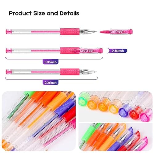 Taotree Glitter Gel Pens, 32 Colors Neon Glitter Pens Fine Tip Art Markers Set 40% More Ink Colored Gel Markers for Adult Coloring Book, Drawing Pens Art Supplies, Scrapbook, Journaling, Sparkle thumbnail 3