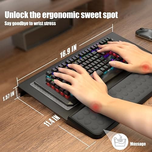 Computer Tilt Keyboard Stand - Acrylic Ergonomic Keyboard Holder for Easy Typing Working, Keyboard Riser with Comfortable Wrist Rest for Keyboard, Office, Home - Fits All Keyboard Sizes thumbnail 3