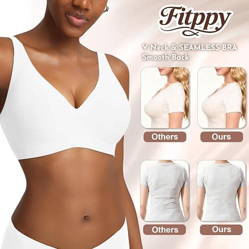 FITPPY Jelly Wireless Bras for Women No Underwire Deep V Push Up Seamless Bras Comfortable Tshirt Bralettes Everyday Bras thumbnail 2