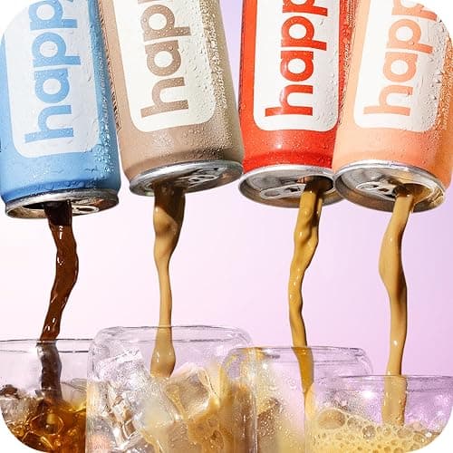 happy coffee canned mocha latte, 11 oz. cans, 12 pack, notes of cocoa & elation, 100% arabica beans, no artificial flavors or sweeteners thumbnail 3