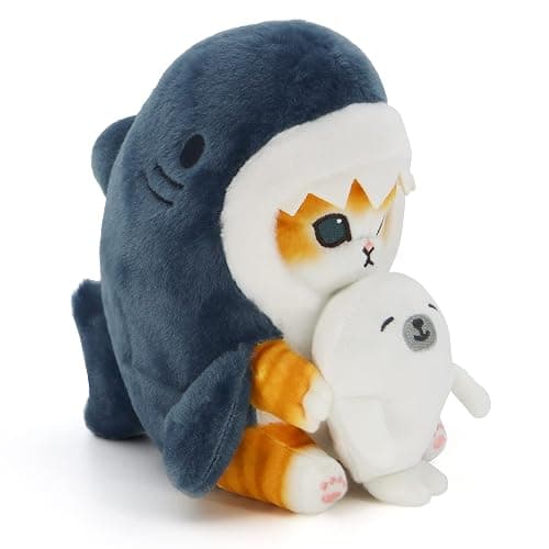 CNAANA Kawaii Shark Cat Plush Toy Stuffed Animal Doll, Soft Pillow for Boys & Girls (Seal cat, 20cm/7.8in) thumbnail 3