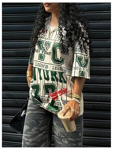 SOLY HUX Women's Y2k Graphic T-Shirts Drop Shoulder Short Sleeve Baggy Tee Tops Streetwear thumbnail 2