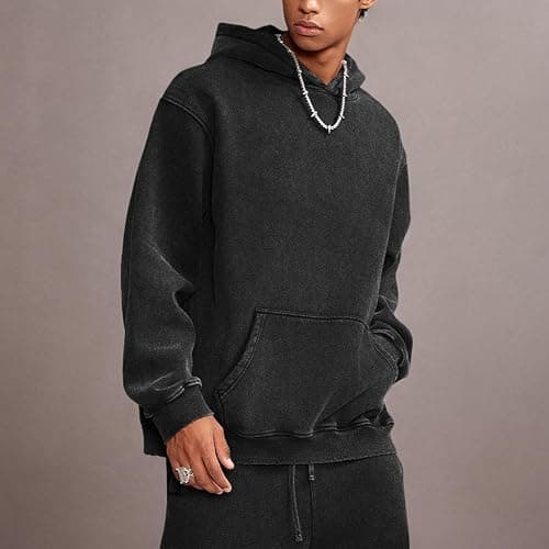 FAIABLE Mens Hoodies Oversized Unisex Acid Wash Hoodie Heavyweight Fleece Vintage Cotton Sweatshirt Men Women Streetwear thumbnail 6