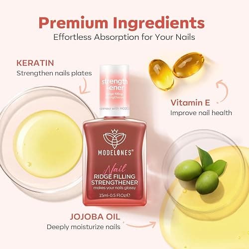 modelones Nail Strengthener and Growth Nail Hardener Nude Fall Nail Polish | Extra Strong and Growth Nail Repair Damaged Nails Strengthening Polish Ridge Filler for Nails & Toenails 15ML thumbnail 8