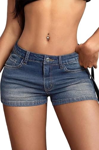 ELLEVEN High Stretchy Low Rise Jean Shorts for Women, Y2K MIni Denim Shorts Sexy Summer - Image 1