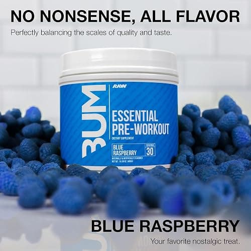 RAW Nutrition - Essential Pre - Chris Bumstead Pre Workout Formula, Sports Nutrition Pre-Workout Powders | Men & Womens Drink, Energy Powder for Working Out (Blue Raspberry) thumbnail 4