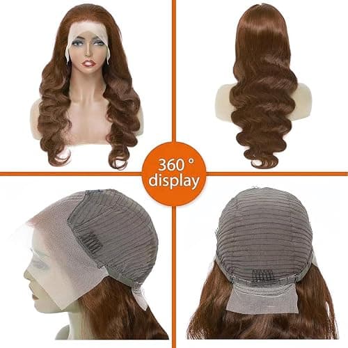 METDIO 26Inch Chocolate Brown 13x6 Body Wave Lace Front Wigs Human Hair Pre Plucked With Baby Hair 180 Density 4# Colored Brown HD Lace Frontal Wigs for Women thumbnail 6