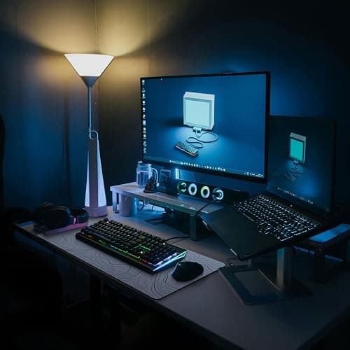 MAY FLOWER Large Gaming Mouse Pad, Full Keyboard Mat, Long Laptop Mousepad, Computer Mouse Mat for Home and Office, Anti-Slip Rubber Base, 31.5 x 11.8 Inches (Grey White Topographic Map) thumbnail 8