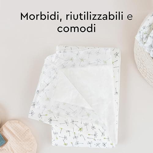 Teli cambio LILLYDOO – 60 x 60 cm, confezione da 50 pezzi (5x10 pezzi), super morbidi, senza profumi e lozioni, ideali per pelli sensibili, dermatologicamente testati thumbnail 5