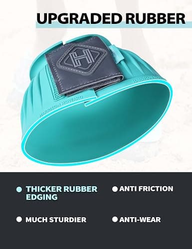 Harrison Howard Rubber Bell Boots for Horses, Hoof Overreach Protection for Horses, w/Upgraded Leather Touch Tape thumbnail 3