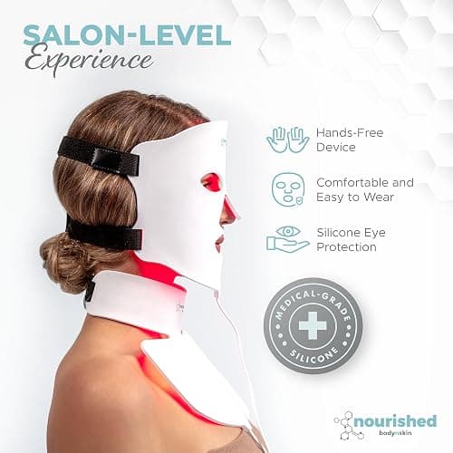 Nourished Bodynskin LED Light Therapy Face & Neck Mask - Facial Skin Care Device - 7 Colors Red & Blue - Rejuvenation, Anti-aging Product for Wrinkles thumbnail 8