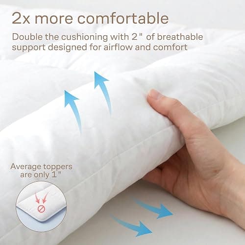 Ultra Soft Twin Mattress Topper - Cloud-Like Mattress Pad for Full Body Support - Breathable Cooling Material for Hot Sleepers, White thumbnail 4