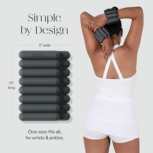 Bala Bangles Wrist & Ankle Weights for Women & Men, Home Gym Equipment | Adjustable Weighted Bands for Arm & Legs Workouts - Pilates, Yoga, Walking, Barre, & Strength Training Exercise thumbnail 4