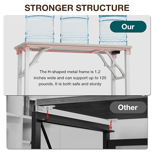 TEMI Small Computer Desk Folding Table - No Assembly, Compact 35.8" Foldable Desk with Power Outlets & USB Charging Port, Portable Small Office Desk, Ideal Mini Study Table for Narrow Spaces,White Ash thumbnail 6