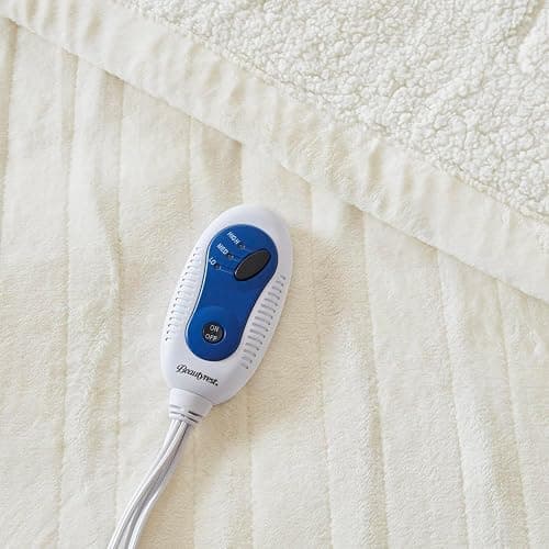 Beautyrest Heated Blanket, Electric Throw Blanket, Soft, Warm, Reversible Plush - Sherpa Heating Blanket Throw, 3 Heat Settings, 2 hr Auto Shut Off, Machine Washable, Oversized 60 in x 70 in, Ivory thumbnail 6