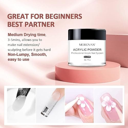 Morovan Acrylic Nail Kit with Everything: Gel Nail Polish Kit with Premium Acrylic Powder Fast Curing UV Gel Beginner Friendly Nail Extension Kit thumbnail 3