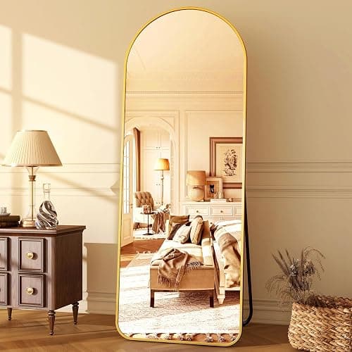 HARRITPURE 64"x21" Arched Full Length Mirror Floor Mirrors with Aluminum Alloy Frame Free-Standing Wall Mounted or Leaning Large Bedroom Dressing Mirror Modern & Contemporary Decor for Home,Gold thumbnail 3