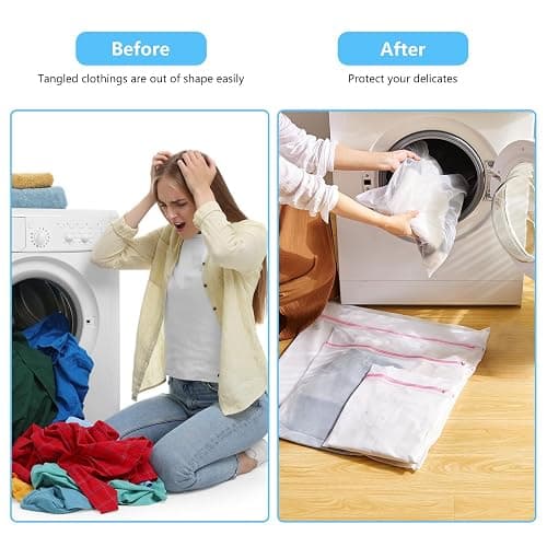 4Pcs Mesh Laundry Bags, Lingerie Bags for Washing Delicates,Mesh Wash Bags for Toy Storage & Cleaning, Travel Storage Organizer Bag, Dorm Room Essentials (1 Large, 1 Medium, 2 Small) (Fine Net) thumbnail 6