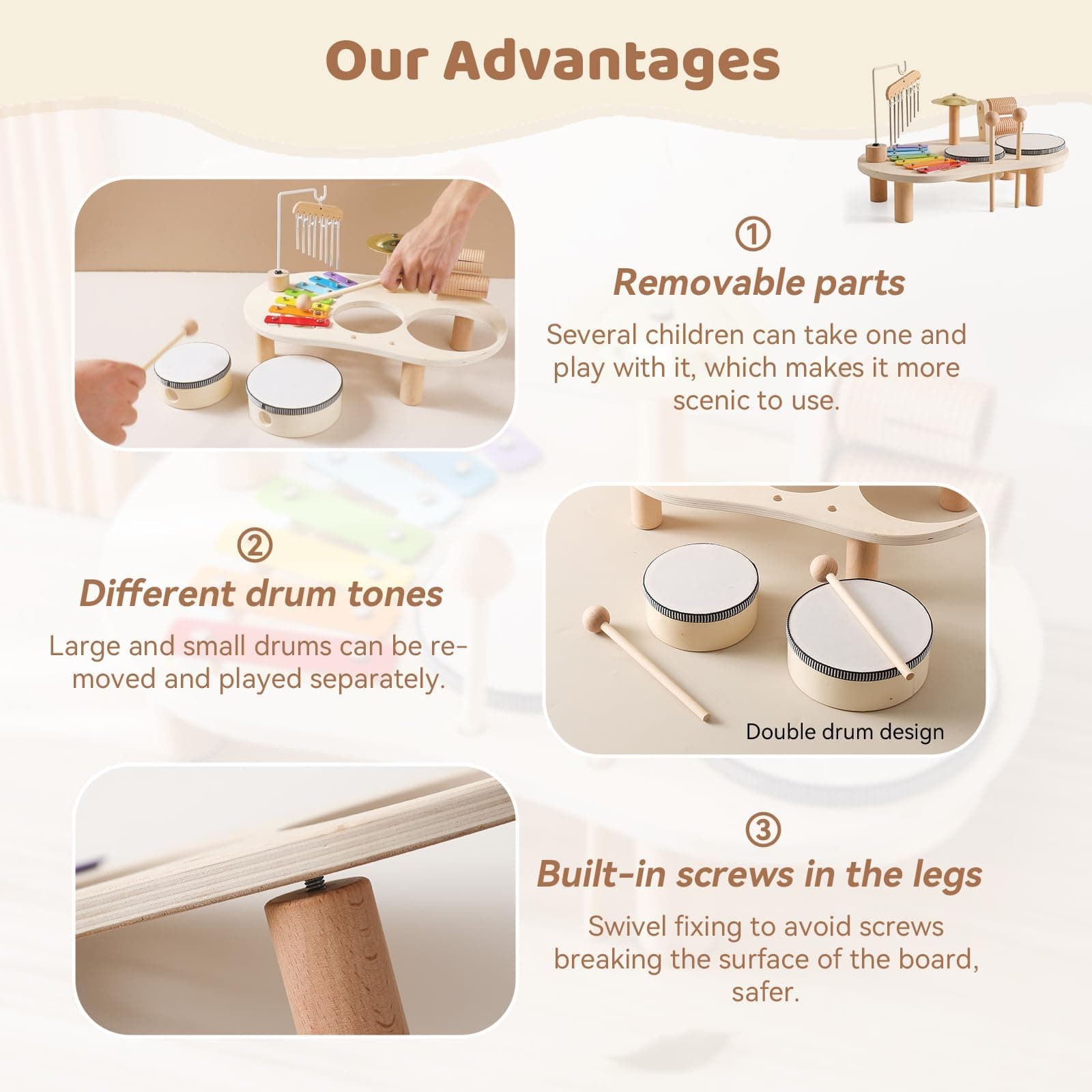IEATFO Kids Drum Set for Kids Musical Instruments 7 in 1 Baby Musical Toy Montessori Xylophone Drum Kit Toys for Boys Girls Months Birthday Gifts thumbnail 2