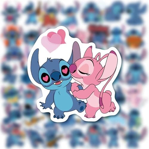 Cute Stitch Stickers,50Pcs Cartoon Cute Waterproof Vinyl Sticker for Water Bottle Luggage Bike Car Decals Gift for Kids Teens Adults Stickers,Toddlers thumbnail 4
