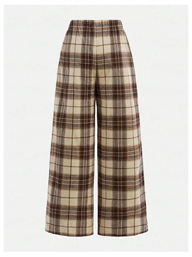 SOLY HUX Girl's Wide Leg Plaid Pants Elastic Waist Casual Baggy Sweatpants Fall Clothes thumbnail 2
