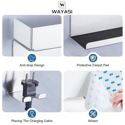 WAYASI Hair Dryer Holder Wall Mount, Hair Straightener Holder for Curling Iron Styler Accessory, Hair Dryer Storage, Adhesive Hairdryer and Straightener Holder, Hair Tool Organiser (Silver) thumbnail 4