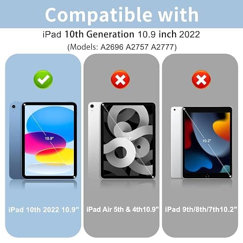 Lsmmpoba Case for iPad (A16) 11th Generation 11 Inch 2025, iPad 10th Generation 10.9 inch 2022 with Pencil Holder, Slim Trifold Stand TPU Back Case, Auto Wake/Sleep, Sky Blue thumbnail 2