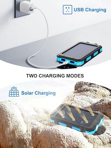 Solar Charger, 38800mAh Solar Power Bank, Waterproof External Backup Battery Power Pack with USB C Input/Output/LED Flashlights Compatible with iPhone, Samsung, iPad, Suitable for Outdoor, Camping thumbnail 4