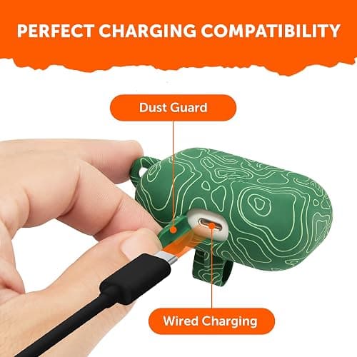 WC CaseZ Compatible with Apple AirPods Pro 1 & 2 – Soft Silicone Protective Case with Keychain for by Wicked Cushions | Shockproof, Dust-Resistant, & Wicked Designs | Emerald Tide thumbnail 4
