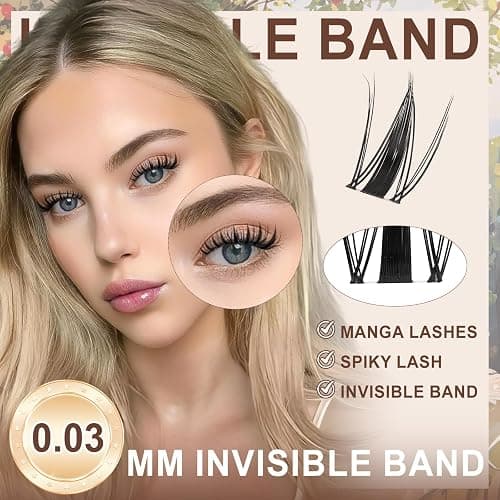 JMS&JMS Fairy Lash Clusters Kit Natural Cluster Lashes Invisible Band Manga Lashes with Lash Bond and Seal Eyelash Applictor Lash Remover Lash Extension Kit for Beginner (Fairy-8-18mix) thumbnail 2