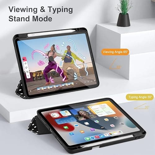 Tuiklol for iPad Pro 11 Inch 4th / 3rd / 2nd / 1st Gen (2022 2021 2020 2018) Case -Built-in Pencil Holder Shockproof Cover Clear Transparent Back Shell with Auto Wake/Sleep, Spot-Black thumbnail 7