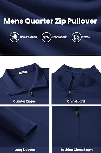 COOFANDY Mens Fleece Quarter Zip Pullover Long Sleeve Mock Turtleneck Sweatshirts Thermal Workout Golf Polo Shirt thumbnail 5