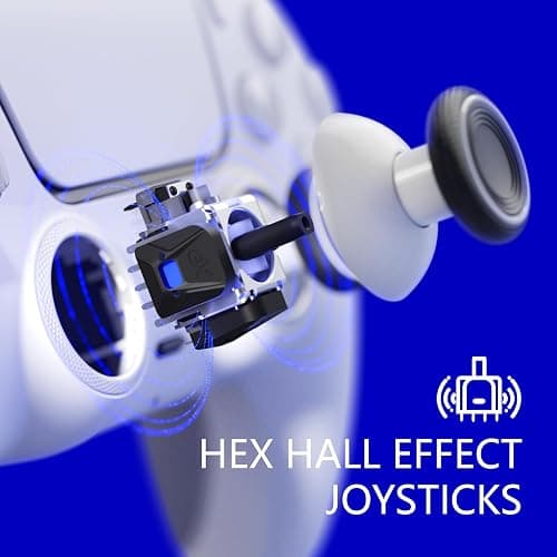 HEXGAMING ULTIMATE Hall Effect Wireless Controller Compatible with ps5-4 Back Buttons, Mouse-Click Hair Triggers, Interchangeable Thumbsticks - New Hope Gray thumbnail 4
