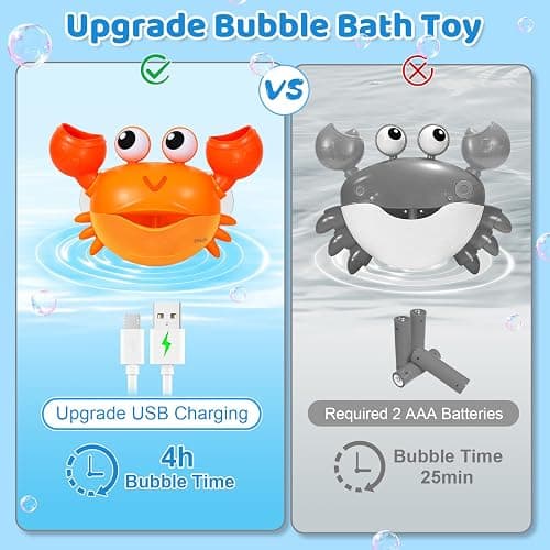 2025 Mise à Niveau Crabe faiseur de Bulles, Machine à Bulles de Bain Rechargeable, Souffle des Bulles avec des chansons pour Enfants thumbnail 4