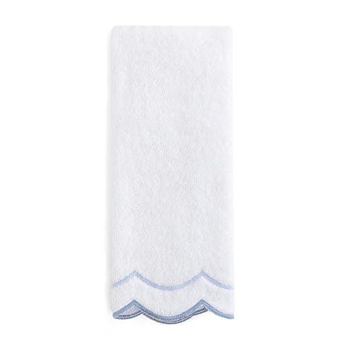 Peri Home 100% Cotton Hand Towel for Bathroom, Embroidered, Soft & Absorbent, 500 GSM, 1 Piece, 16" x 27", White with Blue Scallop thumbnail 8